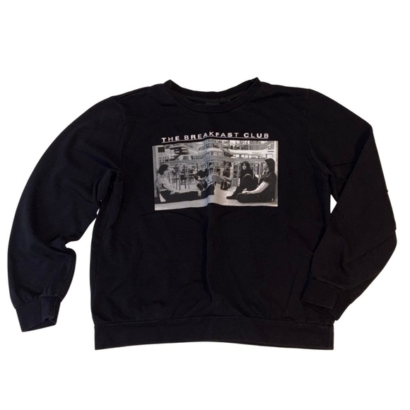 Breakfast Club Crop Sweatshirt Size M 80s Movie Quote Lightweight Fleece Black - Picture 1 of 7